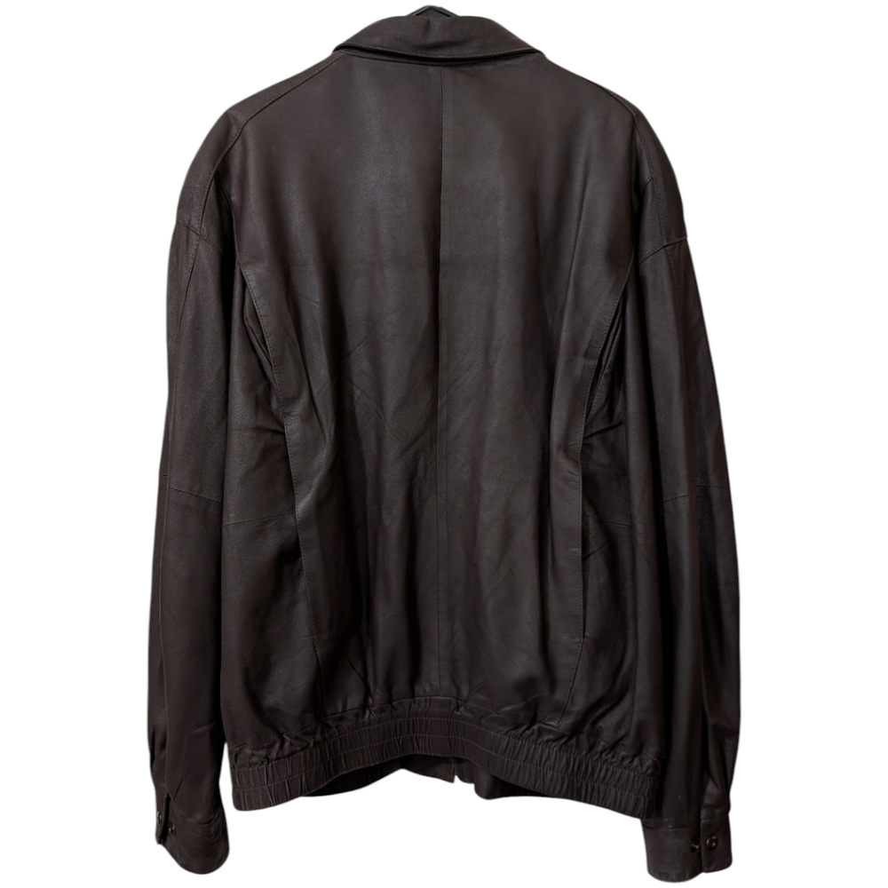 Vintage Remy Dark Brown Leather Bomber Jacket - Men's Size 44 (L) - Made in USA - Picture 2 of 9